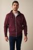 Burgundy Red Zip Through Hoodie