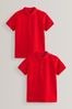 Red 2 Pack Cotton School Polo hat Shirts (3-16yrs), 2 Pack