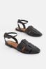 Black Forever Comfort® Leather Weave Huaraches Shoes
