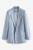 Blue Textured Linen Blazer, Petite