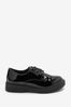 Black Patent Narrow Fit (E) School Chunky Lace-Up Shoes, Narrow Fit (E) 