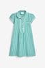 Green Cotton Rich Button Front Lace Gingham School Dress (3-14yrs)