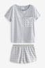 Grau; zart gemustert - Kurzärmeliger Pyjama aus Baumwolle, Regular