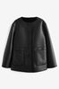 Black Reversible Faux Leather & Faux Fur Jacket