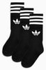 Black adidas Originals Kids Trefoil Crew Socks Three Pack