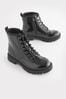 Black Patent Standard Fit (F) Warm Lined Lace-Up Boots