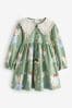 Green Long Sleeve Fairy Lace Collar Dress (3mths-7yrs)