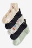 Navy Blue Floral Trainer Socks 5 Pack