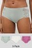 Creme/Rosa/Salbeigrün - Modal & Lace Knickers 3 Pack, Short