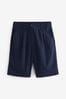 Navy Blue Linen Blend Knee Length Shorts