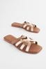 Tan Brown Regular/Wide Fit Forever Comfort® Leather Lattice Mules Sandals