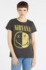 Amplified Grey Nirvana Spliced Smiley T-Shirt