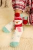 Green and White Snowman Cosy Slippers Socks