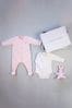 Emile et Rose pink All in One, Body Vest & Toy Gift Set