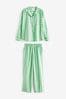 Grün gestreift - Pyjama aus Baumwolle mit Knopfleiste