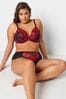 Yours Curve Red Hallie Embroidery Underwired Non Padded Bra