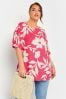 Yours Curve Pink Floral Print Top