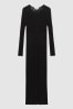 Reiss Black Ida Sheer Striped Bodycon Midi Dress