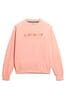 Peach Pink Superdry Velour Graphic Boxy Crew Sweatshirt