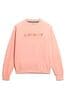 Superdry Peach Pink Velour Graphic Boxy Crew Sweatshirt