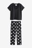 Monochrome Spot Cotton Short Sleeve Pyjamas