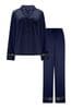 Blue Pour Moi Dusk Satin & Lace Revere Collar Pyjama Set