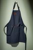 Navy Blue Canvas Barbecue Apron with Leather Trim