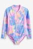 Pink/Lilac Marble Long Sleeved Swimsuit (3-16yrs)