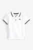 Weiss mit Zierstreifen - Kurzärmeliges Polo-Shirt, Uni (3 Monate bis 7 Jahre)