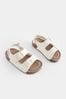 Cream Wide Fit (G) Double Buckle Cushioned Footbed Sandals, Wide Fit (G)