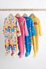 Multi Bright Baby 4 Pack Footed Sleepsuits (0-3yrs)