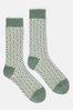 Joules Women's Toasty Khaki Green Cosy Geometric Socks (size 4-8)