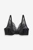 Zwart - DD+ Floral Lace Bra, Non Pad Full Cup