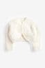 Ecru, Weiß - Kurze, flauschige Strickjacke (12 Monate bis 16 Jahre)