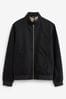 Black Shower Resistant Check Lining Harrington Jacket