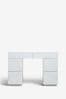 Marble Effect Sloane Glass Collection Luxe Storage Console Dressing Table, Storage