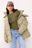 Sage Green Hooded Padded Coat