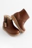 Beige Brown Warm Lined Tassel Detail Zip Boots