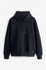 Navy Hooded Premium Textured Overhead Hoodie, Hooded