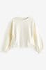 Ecru White Ruched Side Textured Top (3-16yrs)