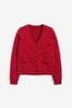Red Cotton Rich Frill Pocket Jersey School Cardigan (3-16yrs)