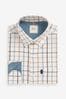 Ecru White/Blue Tattersall Regular Fit Easy Iron Button Down Oxford Shirt