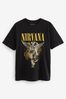 Black Nirvana Regular Fit Band Cotton T-Shirt, Regular Fit