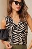 Lipsy Black Brown Print Jersey Sleeveless Vest