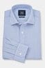 Savile Row Company Blue Stripe Slim Fit Single Cuff Shirt