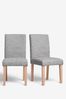 Boucle Weave Dark Grey Set Of 2 Moda II Dining Chairs With Natural Legs