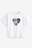 Navy Blue Rainbow Heart Short Sleeve Sequin T-Shirt leaf (3-16yrs)