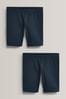 Navy Blue Regular Length 2 Pack Cotton Rich Stretch Cycle Shorts (3-16yrs), Regular Length