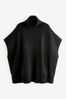 Black Neppy Roll Neck Poncho Jumper