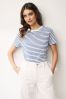 Marineblau/Weiss - Kurzärmeliges T-Shirt mit Rundhalsausschnitt, Regular